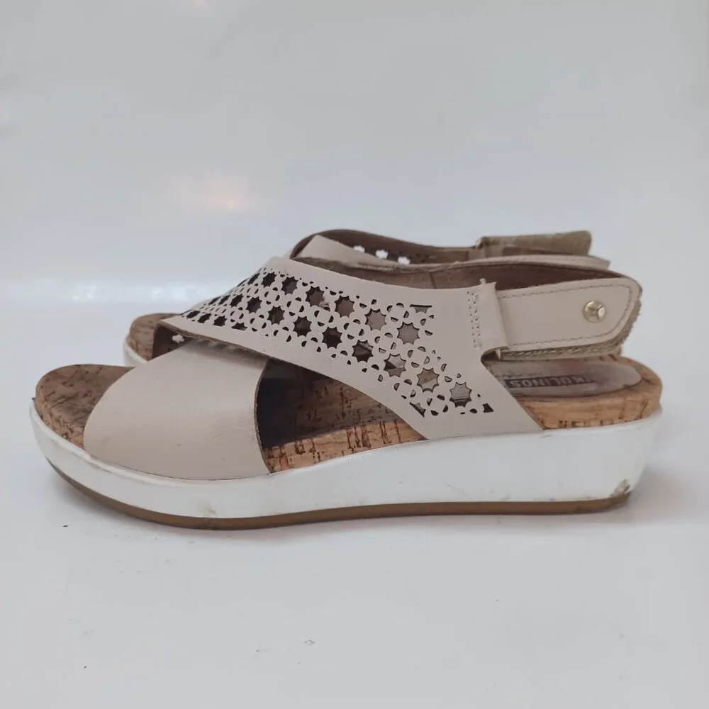 Pikolinos Wedge Sandals Neutral Beige Adjustable Womens US 10‎ or 40
